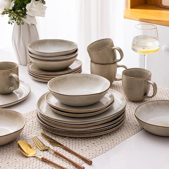 AmorArc Ceramic Dinnerware Sets for 4, 12Pcs Plates and Bowls Sets Dishes
