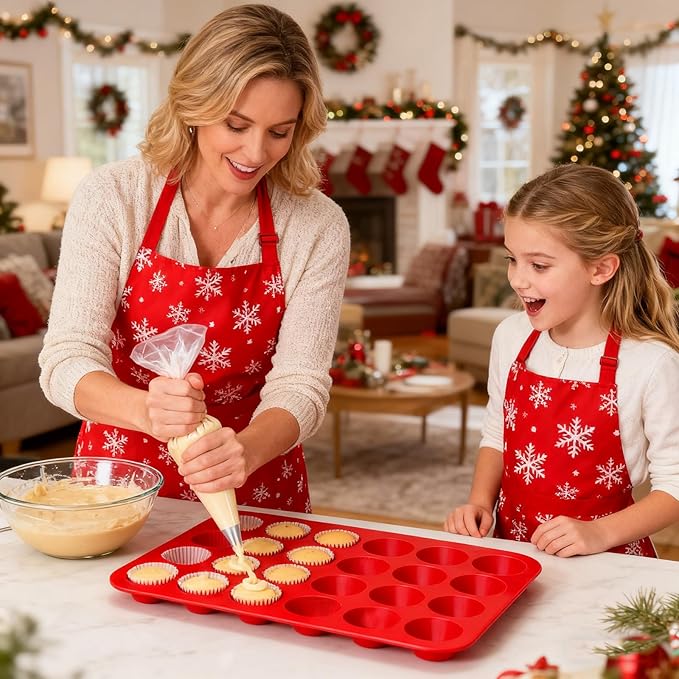 Laexepelle 24 Cups Silicone Muffin Pan Mini Cupcake Pan Nonstick Silicone Molds Great for Making Muffin Cakes, Bread, Cookie, Tart - BPA Free Muffin Liners Baking Accessory