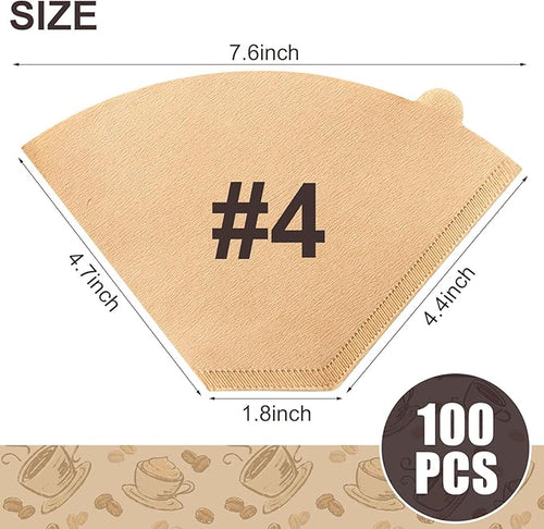 100 Count #4 Cone Coffee Filters 8-12 Cup Compatible with Ninja Maker