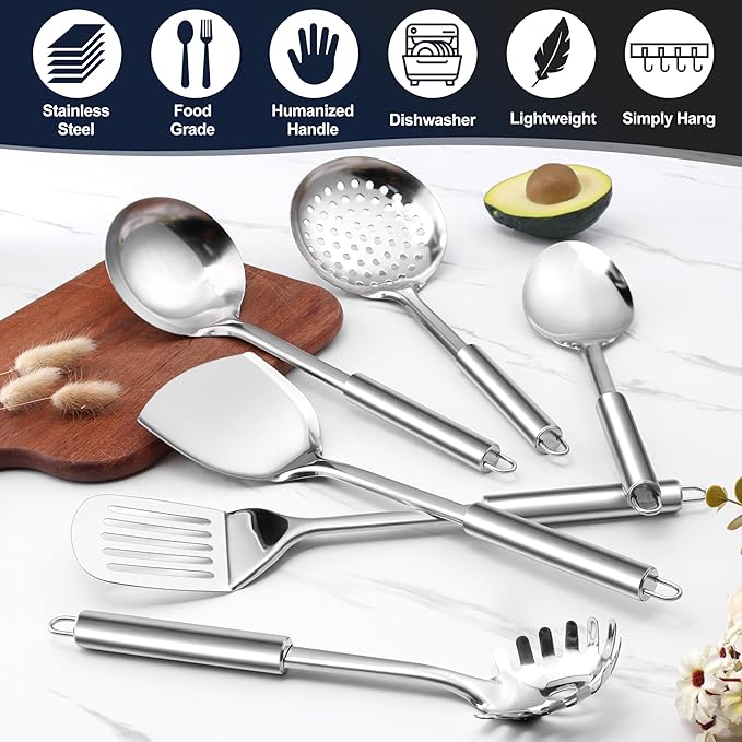E-far Stainless Steel Cooking Utensil Set, 39-Piece Metal Kitchen Utensils