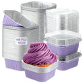 Aoriher 150 Pcs 10 oz Mini Cake Pans with Lids Taro Purple