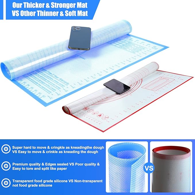 Silicone Pastry Mat 36x24 Inch Dough Mat for Baking Suitability