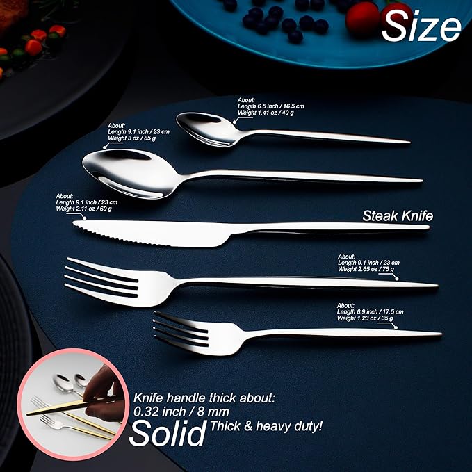 CHAAMFORGE 20 Piece Luxury Silverware Set for 4 Mirror-Polished 18/10 Stainless Steel Heavy Flatware Set Modern Cutlery Set Knife/Fork/Spoon Utensil Dishwasher Safe with Gifts
