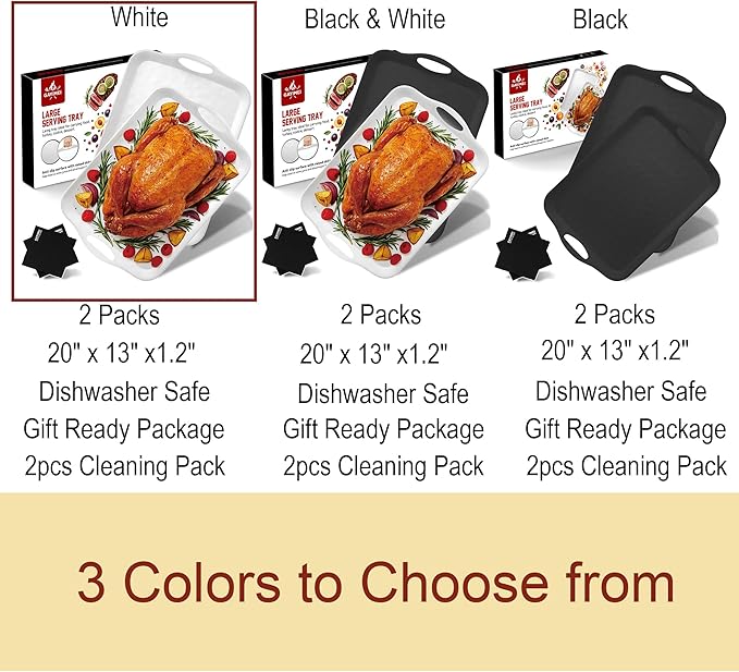 Extra Large 20" x 13" Serving Platters for Turkey, Party Entertaining
