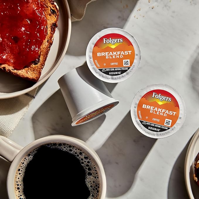 Folgers Breakfast Blend Coffee, Mild Roast, Keurig K-Cup Pods, 60 Count