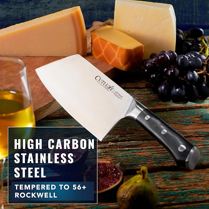 Cutluxe Meat Cleaver Knife, 7" Heavy Cleaver Butcher Knife – German Steel