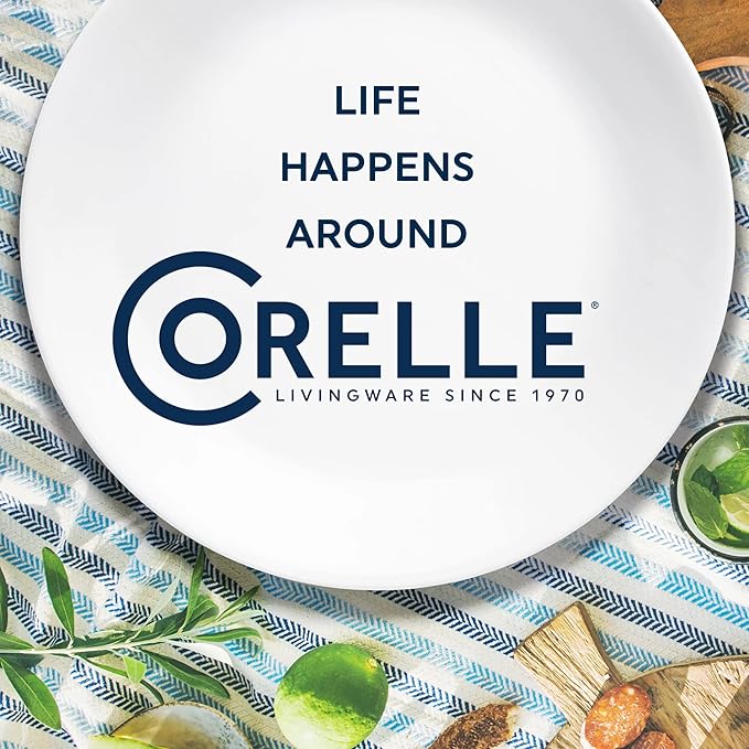 Corelle Square Simple Lines Dinner Plate Set, 6 Pack