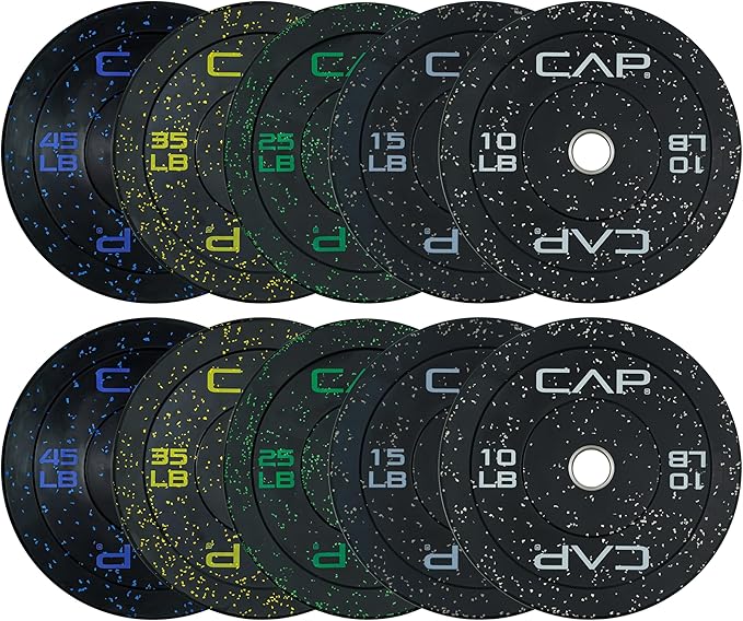 CAP 260lb Economy Speckled Olympic Bumper Plate Weight Set