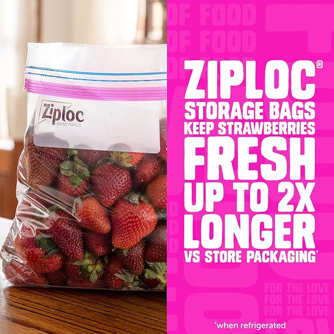 Ziploc Gallon Food Storage Bags, 120ct Total, Stand-Up Bottom, Easy to Fill, 30 Count (Pack of 4)