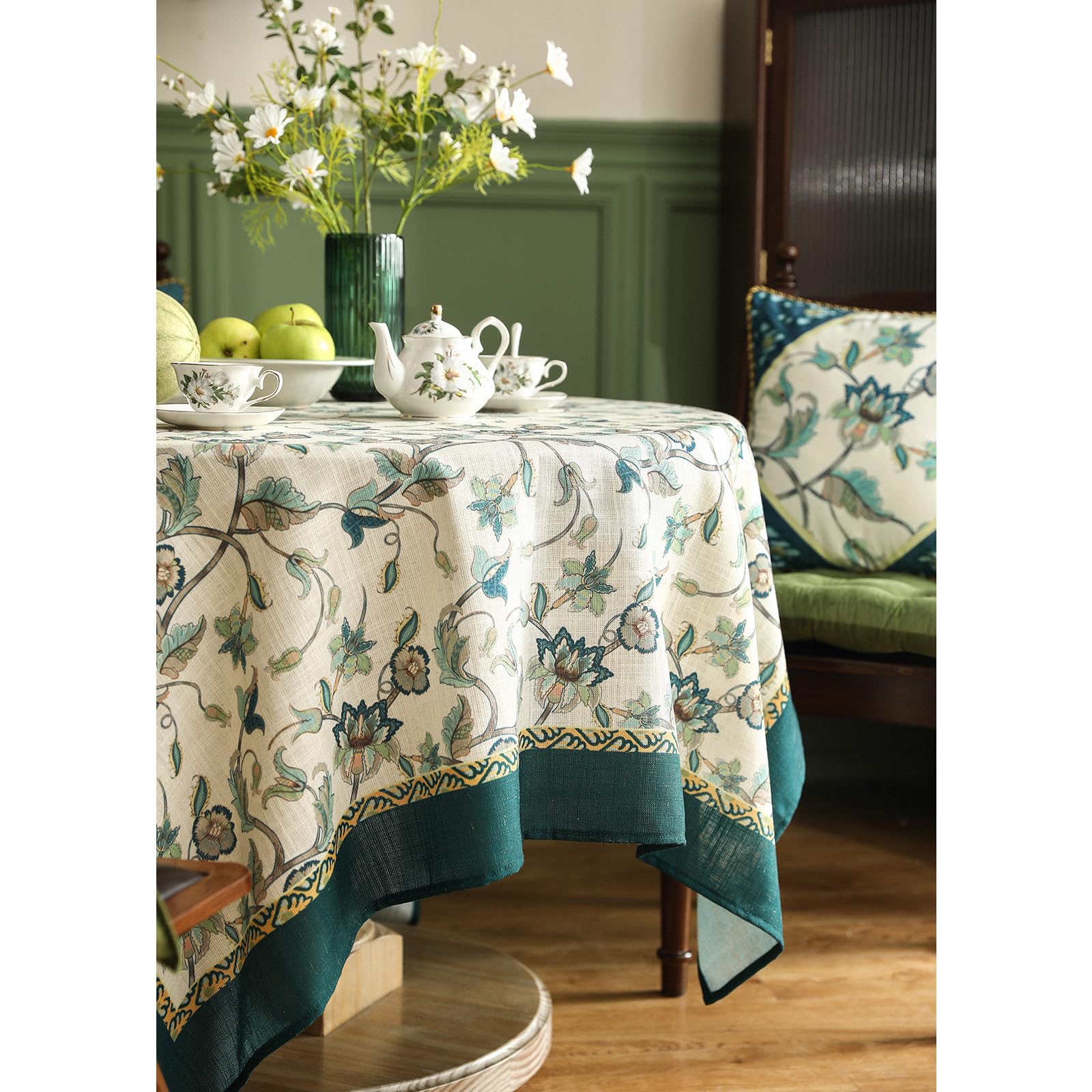 patdrea Vintage French Linen Tablecloth,Square,55"x55"-Noah