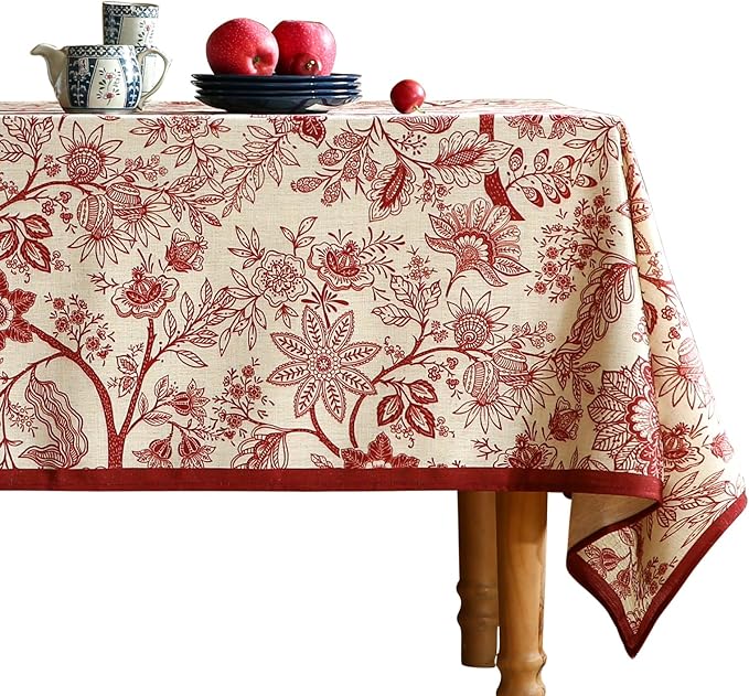 ISAENNE Designer French Linen Square Tablecloth,67"x67"-Ruyi A