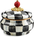 MACKENZIE-CHILDS Enamel Squashed Pot, Black-and-White Courtly Check