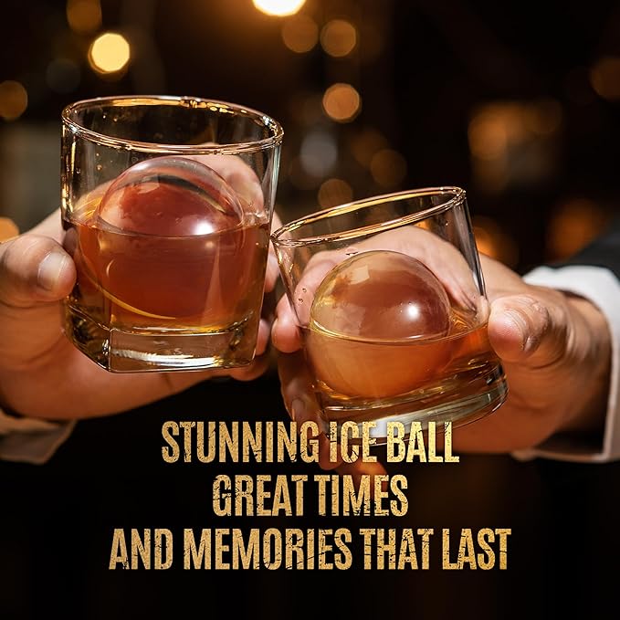 Mooues Clear Ice Ball Maker, 2 Inch Silicone Mold for Whiskey, 4 Spheres