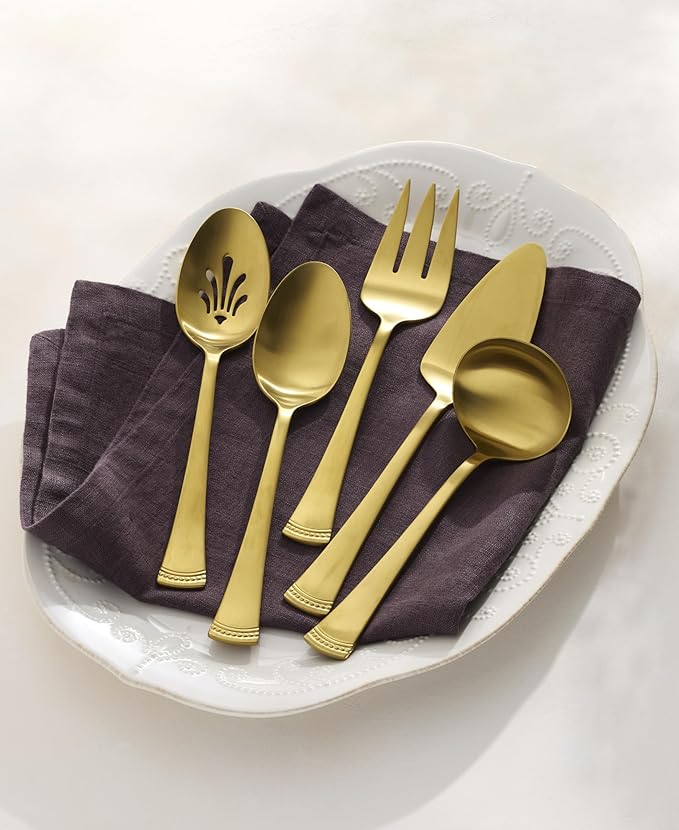 Lenox Portola Gold Satin 5-Piece Silverware Serving Set, Flatware