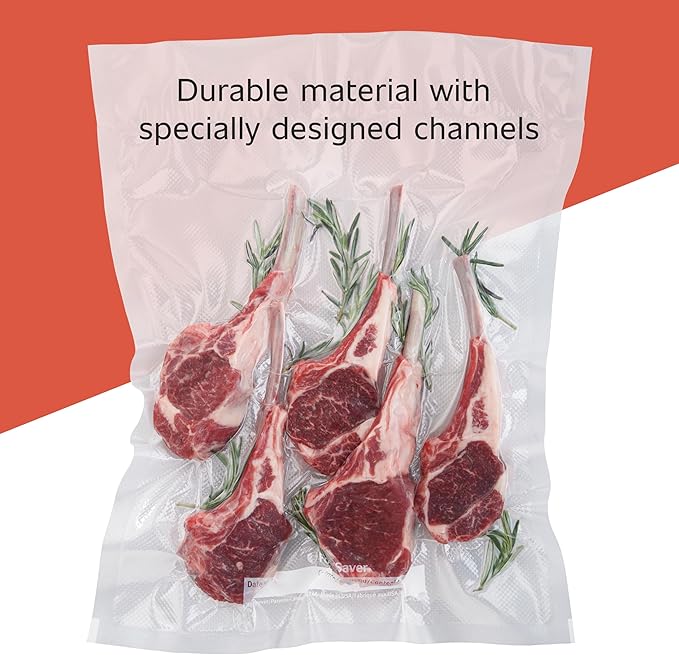 FoodSaver Custom Fit Airtight Food Storage and Sous Vide Vacuum Sealer Bags, 8 x 20', Perfect for Meal Prep and Sous Vide Cooking (Pack of 12)