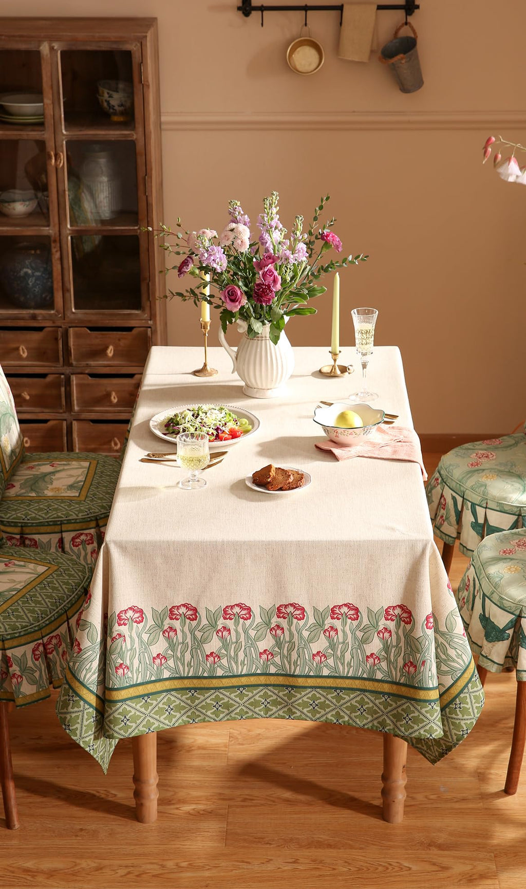 patdrea Vintage French Linen Tablecloth,Square,55"x55"-Cecilia D