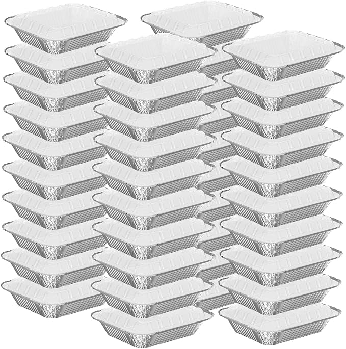 8.3"x6.2" 2.25LB Disposable Tin Foil Pans with Plastic Lids, 100 PACK