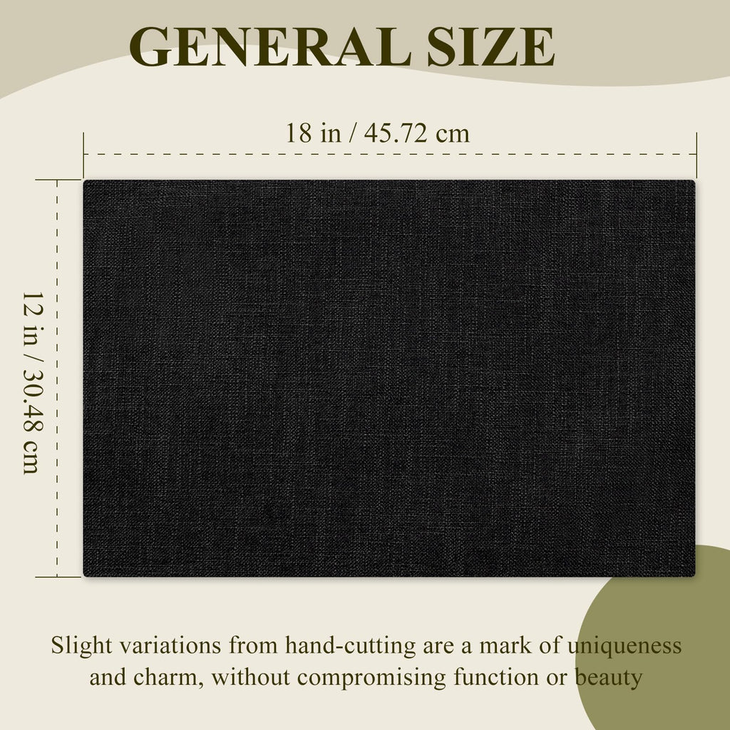 KXN Placemats Set of 6, Dual-Layer Thickened Faux Linen Table Mats, Heat Resistant & Wrinkle-Free, Machine Washable Cloth Place Mats for Kitchen Dining Indoor Outdoor (Black)