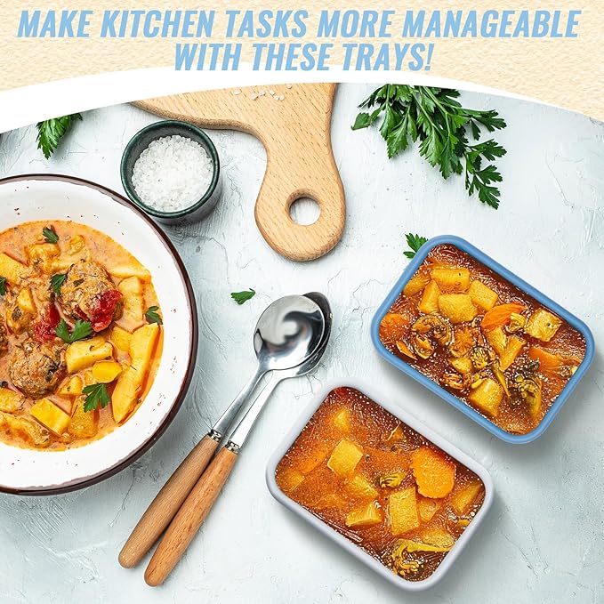 Teenyyou 6 Packs 1 Cup Silicone Freezer Molds with Lids Silicone Soup Freezer Molds Rectangle Reusable Food Preserving Tray Freezing Ice, Leftovers and Meal Prep