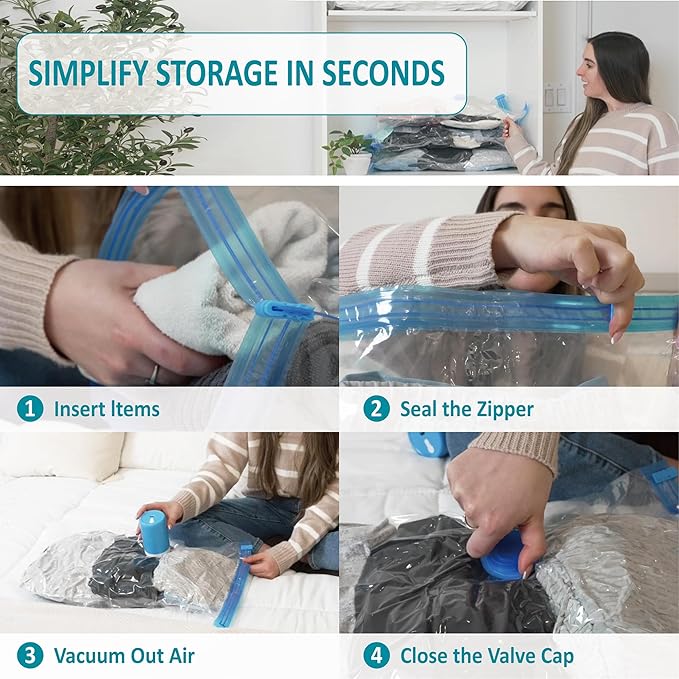 Cozy Essential Travel Vacuum Storage Bags with Rechargeable Cordless USB Pump, Space Saver Bags for Luggage, Suitcase, Carry-On, for Clothes, Blankets, Bedding & Seasonal Storage,26 Combo