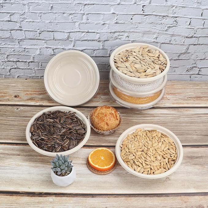 JAYEEY 25 oz Disposable bowls with lids food storage Plant Fibers 50 Pack
