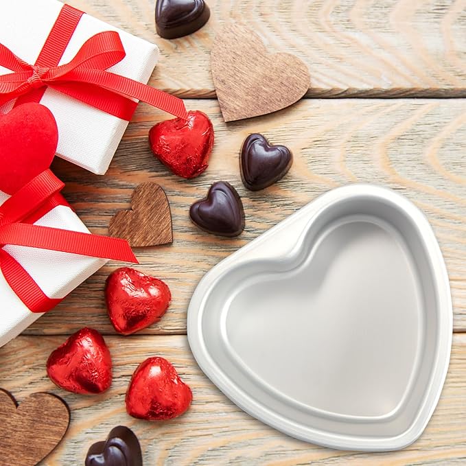 Gvhntk Heart Shaped Cake Pan 8 Inch Aluminum Cake Pans Heart Cake Tin Baking Cake Mold for Valentine's Weddings Birthday Party