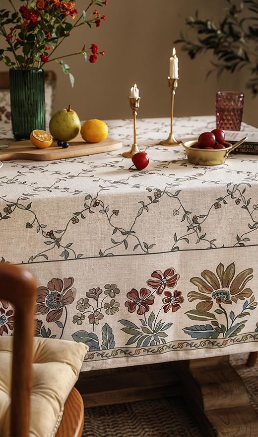 patdrea Vintage French Linen Tablecloth,Rectangular,79"x55"-Oliveirad