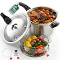 WantJoin Stainless Steel Pressure Cooker(Non-Aluminum),10 Quart Induction Compatible Pressure Cooker with Spring Valve Safeguard Devices,Compatible with Gas & Induction Cooker