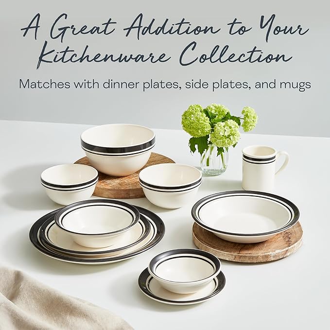 Portmeirion Potter's Stripe Oatmeal Bowl - Black, Set of 4
