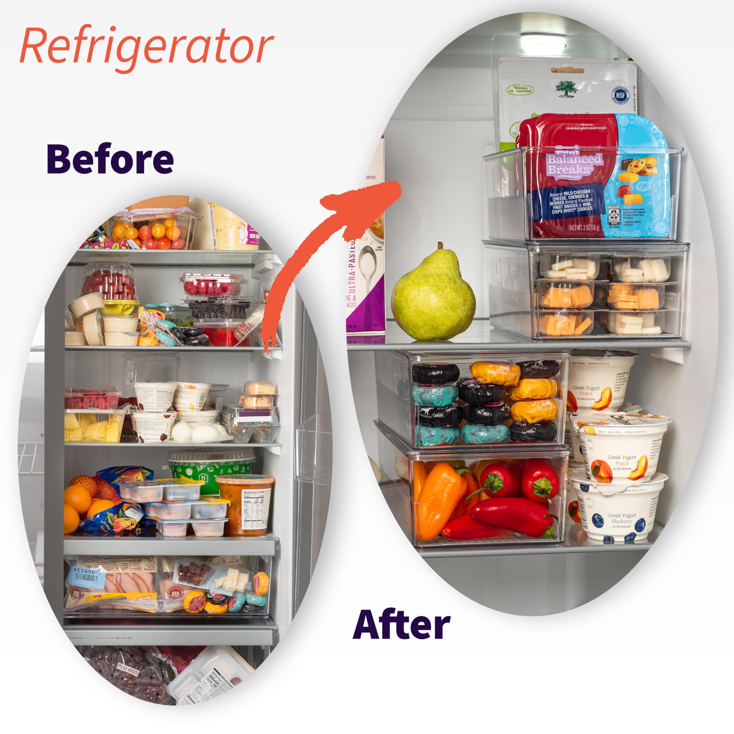 ClearSpace Pantry Organization and Storage Bins with Removable Dividers & Lids – Perfect Pantry Organizers or Kitchen Organization – Refrigerator Organizer Bins, Cabinet Organizers, 4 Pack