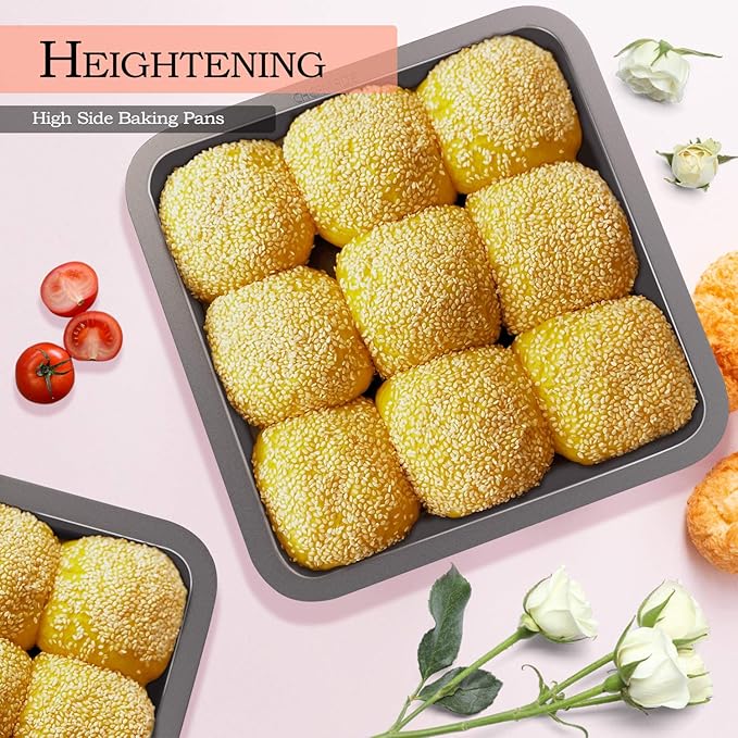CHEFMADE Square Cake Pan, Non-Stick 8 Inch Carbon Steel Deep Baking Pan