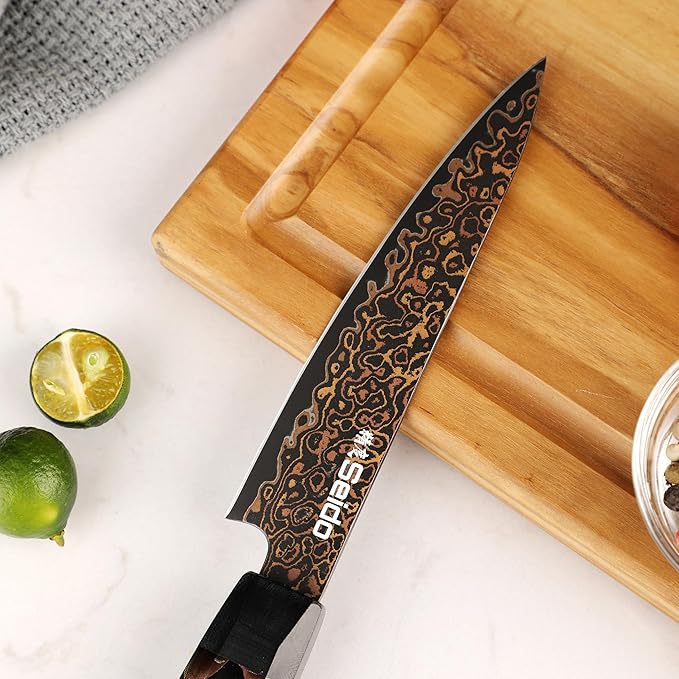 Seido Kurogane 5 Inch Petty Knife, VG10 Damascus Utility Knife