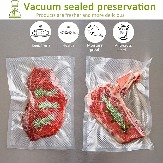 POTANE 6 Pack 11"x20'(3Rolls) and 8"x20' (3Rolls)Thickened Vacuum Sealer Bags, Smell-Proof, Puncture Prevention, Heavy duty for POTANE, Food Saver, Great for Vacuum storage,Meal Prep or Sous Vide