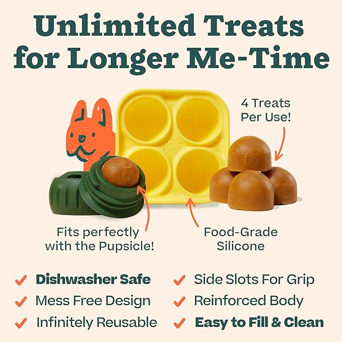 WOOF Pupsicle Dog Treat Toy with Silicone Treat Tray for Dogs 25-75 lbs