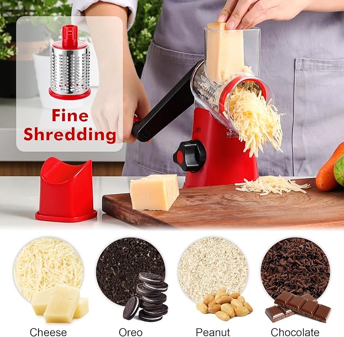 GDL Cheese Grater Hand Crank, Rotary Cheese shredder, Vegetable Slicer