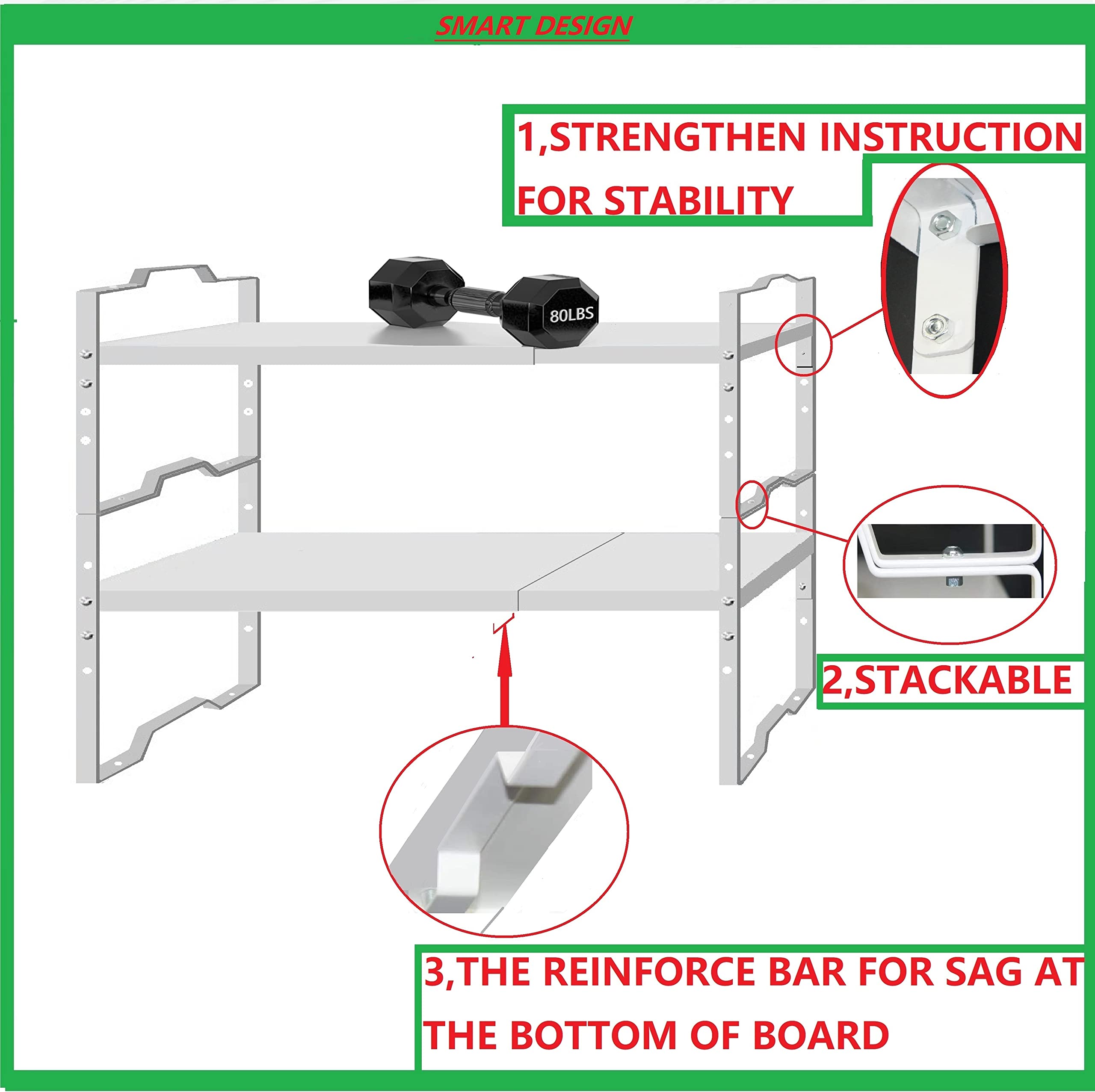 Jojocross Expandable Shelf for Cabinet Organizer Adjustable Stackable Spice Rack at Kitchen and Bathroom More, Counter Countertop Cupboard Organization Pantry Storage(MEDIUM/3PACKS/WHITE)