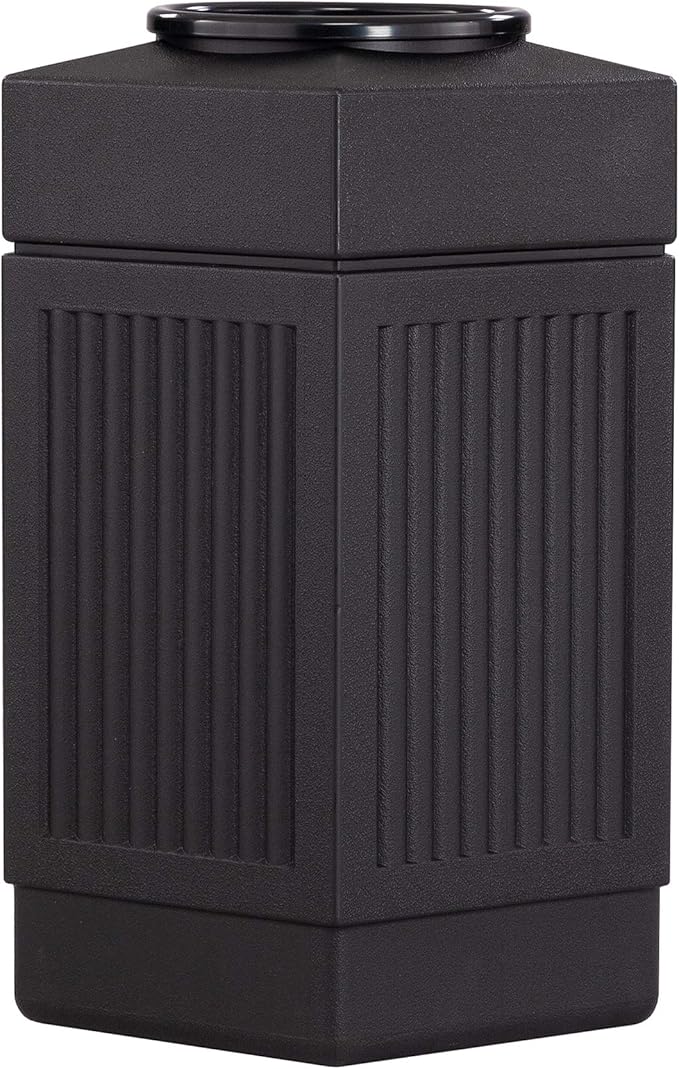 Safco Canmeleon Indoor Outdoor Trash Can, Pentagon, Open Top, 30 Gallon, Black 30