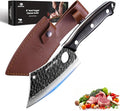 Mossy Oak Meat Cleaver Knife, Butcher Knife with Genuine Leather Sheath, Hand Forged Kitchen Knife Full Tang Handle for Meat and Vegetable Cutting, Outdoor Cooking, Camping and BBQ