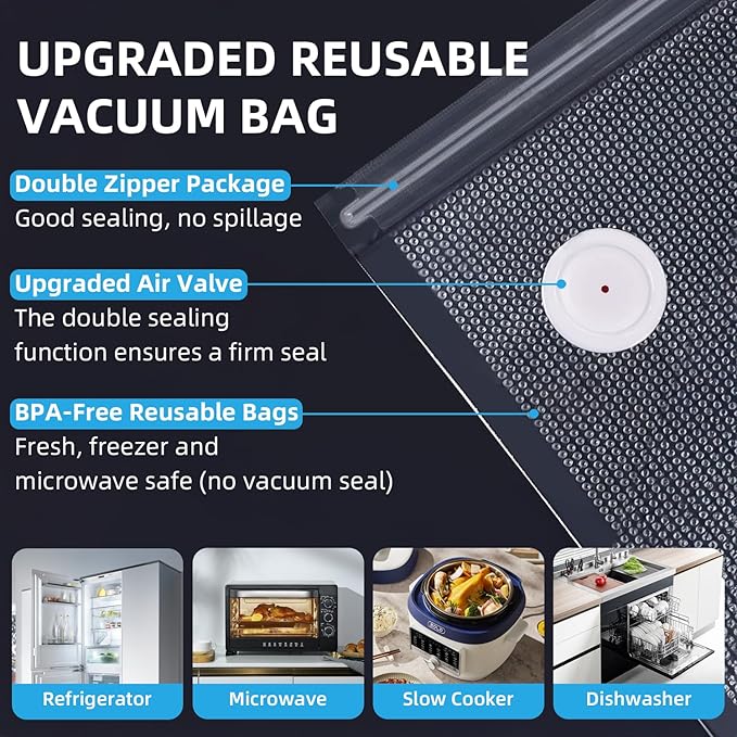 Vixino Vacuum Sealer, vacuum sealer for food, handheld vacuum sealer(Vacuum Sealers+ 10 reusable vacuum seal bags)