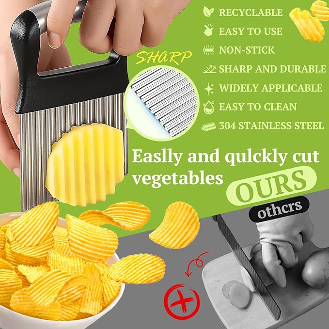 FANTEXY Crinkle Cutter, Stainless Steel, Black