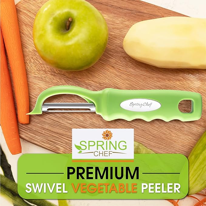 Spring Chef Swivel Vegetable Peeler with Soft Grip Handle, Set of 2, Green