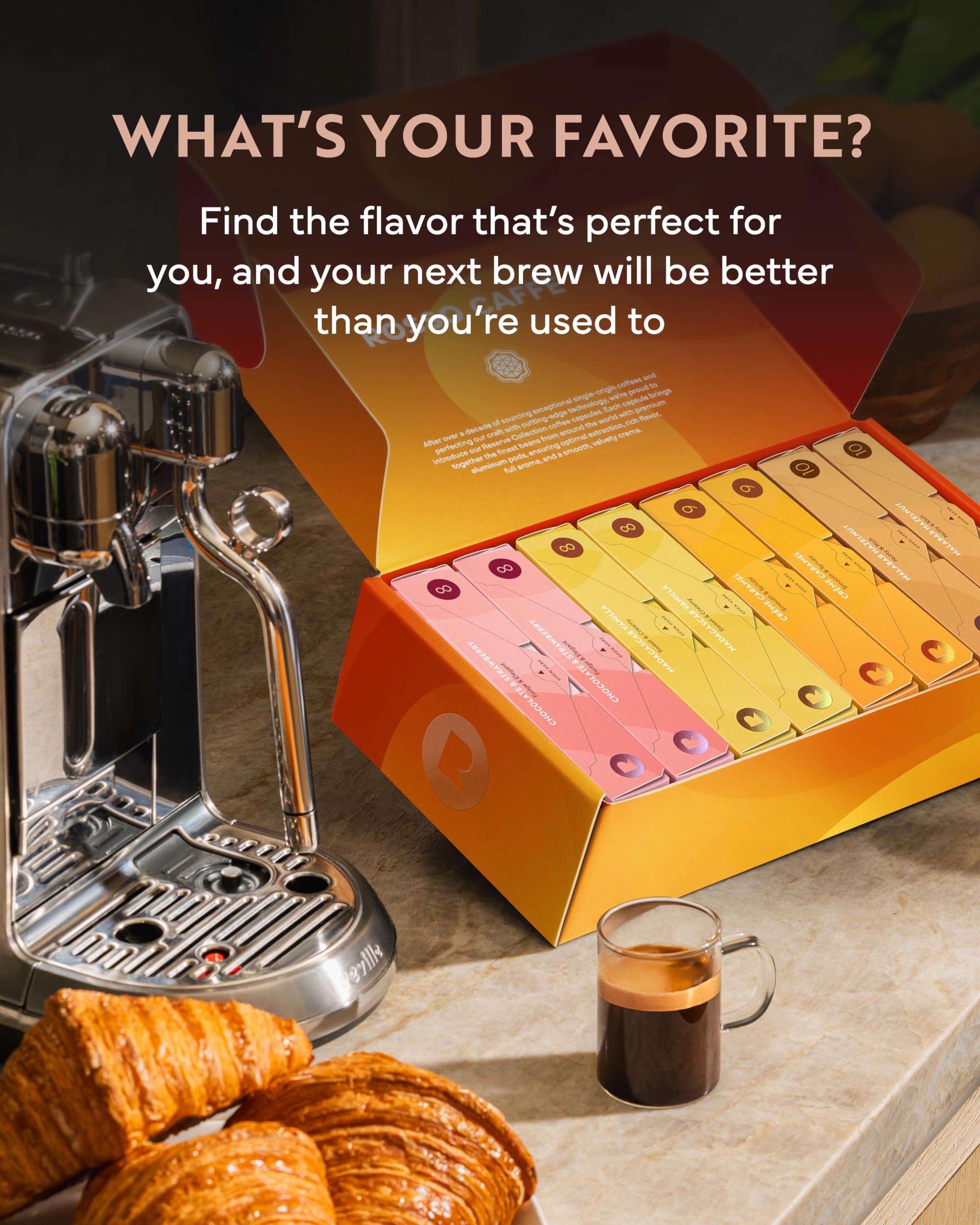ROSSO CAFFÈ Espresso Pods for Nespresso Original Machines, Flavor Pack 80