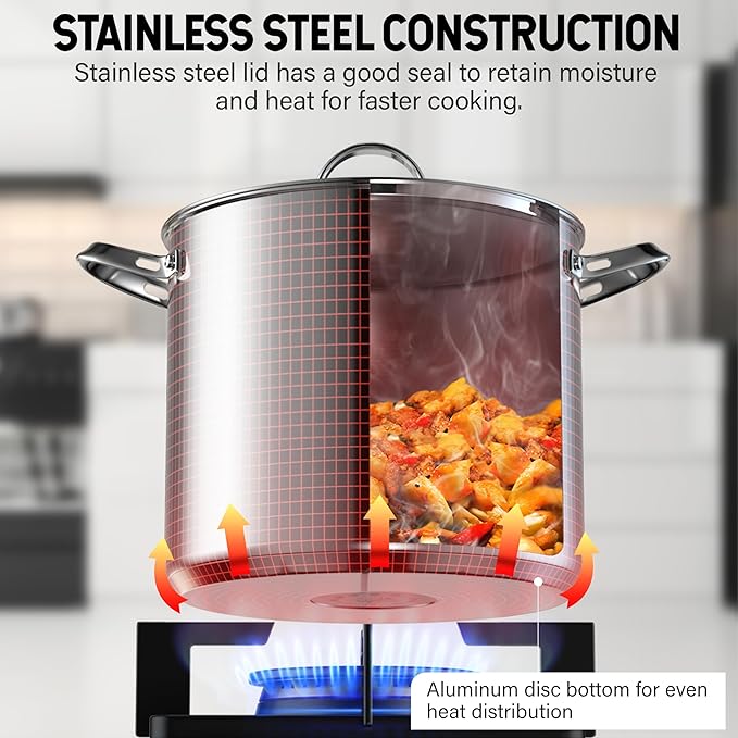 Cooks Standard Large Stainless Steel Cooking Pot - Heavy Duty Handles