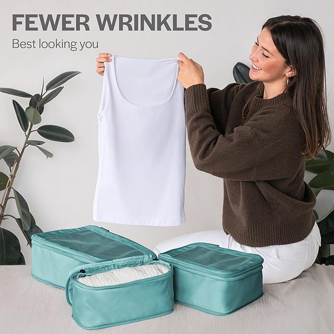Aerotrunk Compression Packing Cubes for Travel, 6-Pack, Teal