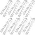Didaey 8-Piece Plastic Tongs - Clear Mini Serving Utensils, 6.3 Inch Small Tongs for Food, Ice, Salad, Buffet, Weddings, Barbecue Party