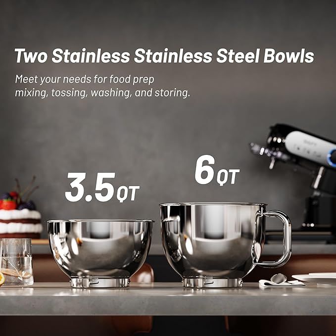 GEFT Stand Mixer, 3.5QT&6QT Bowls Mixers Kitchen Electric Stand Mixer Black