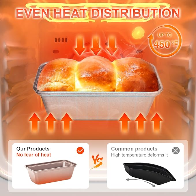 HONGBAKE Mini Loaf Pans for Baking, Nonstick Small Bread Pans of 3, 6 x 3.2 x 2 In Tiny Carbon Steel Small Baking Pans - Rose Gold