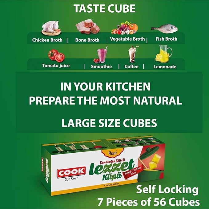 New Frozen Food Juice Bag, 2-Pack Value Bundle, Stackable Easy Removable, Large Size Ice Cube Tray & Self-locking Liquid Food Bag (Total 14 Bags 112 Cubes)