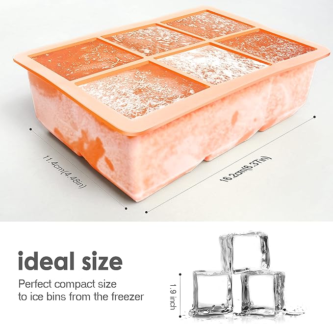 Excnorm Silicone Ice Cube Trays 3 Pack - Large Size Silicone Ice Cube Molds with Leak Proof Removable Lid Square Ice Cube Tray And BPA Free for Cocktail,Whiskey, Stackable Flexible Ice