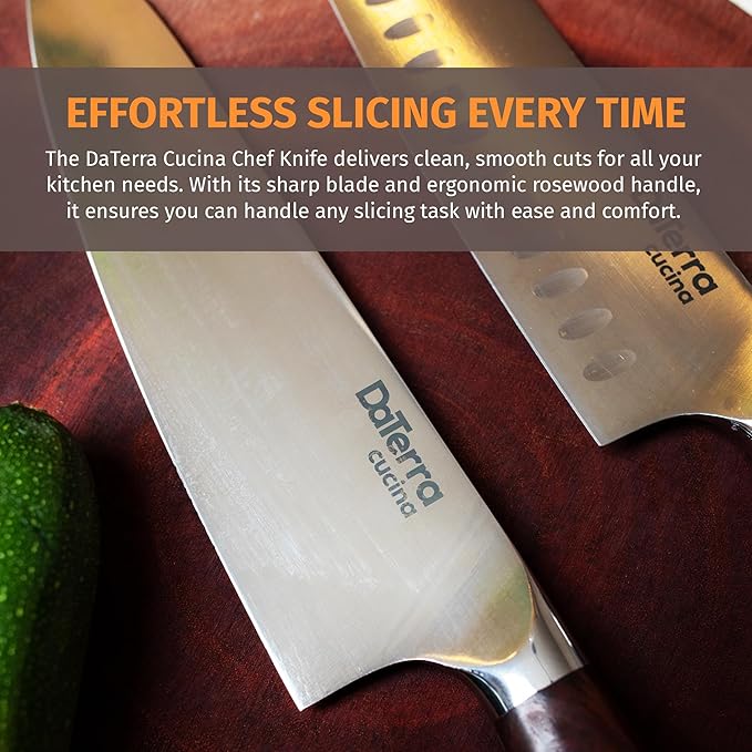 DaTerra Cucina - 8'' German Steel Chef Knife with Ergonomic Rosewood Handle